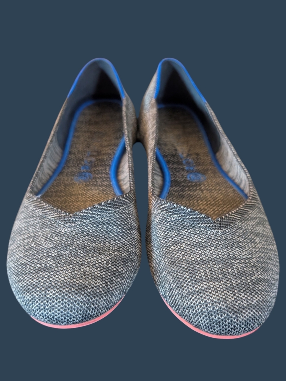 EUC Retired Rothy’s Birdseye Charcoal Flats Size 11 Gray W/ Pink Soles - Picture 3 of 9